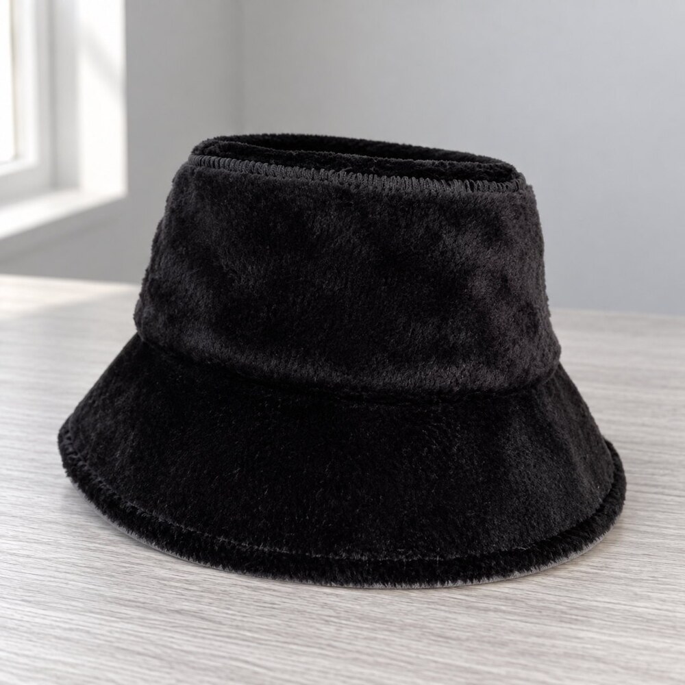 CHANEL Black Shearling Logo Bucket Hat - Picture 4 of 6